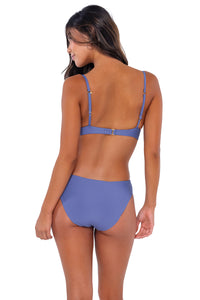 Back pose #1 of Chonzie wearing Swim Systems Blue Iris Chloe Bottom with matching Avila Underwire bikini top