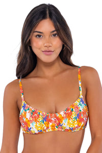 Front pose #1 of Chonzie wearing Swim Systems Beach Blooms Bonnie Top