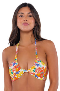 Front pose #1 of Chonzie wearing Swim Systems Beach Blooms Kendall Top