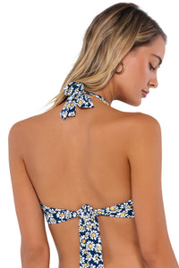 Back pose #1 of Jessica wearing Swim Systems Flower Field Kendall Top