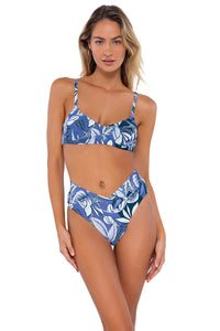 Front pose #1 of Jessica wearing Swim Systems Marea Annalee Underwire Top with matching Delfina V Front bikini bottom