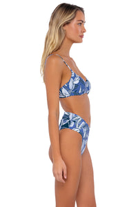 Side pose #1 of Jessica wearing Swim Systems Marea Annalee Underwire Top with matching Delfina V Front bikini bottom